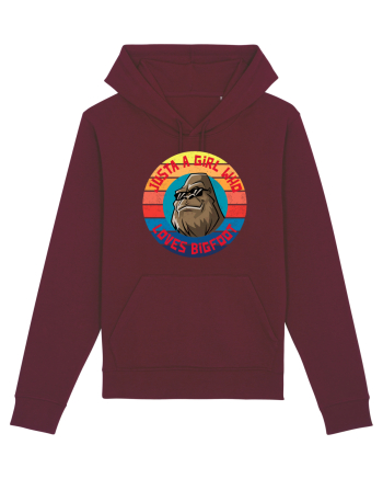 Retro Sunset Just A Girl Who Loves Bigfoot Burgundy