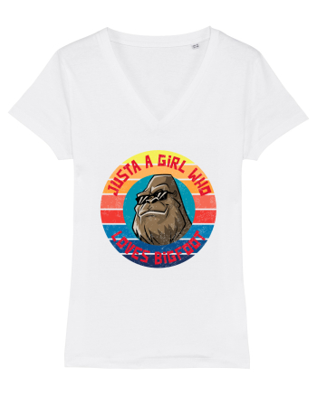 Retro Sunset Just A Girl Who Loves Bigfoot White