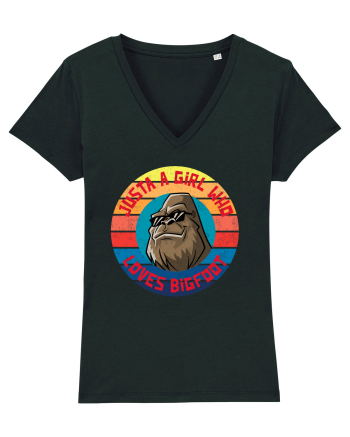 Retro Sunset Just A Girl Who Loves Bigfoot Black