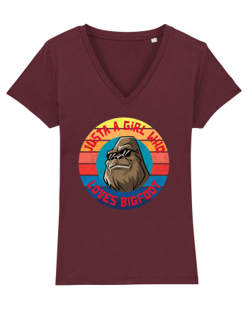 Retro Sunset Just A Girl Who Loves Bigfoot Burgundy