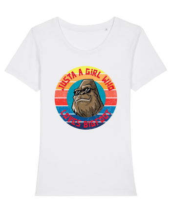 Retro Sunset Just A Girl Who Loves Bigfoot White