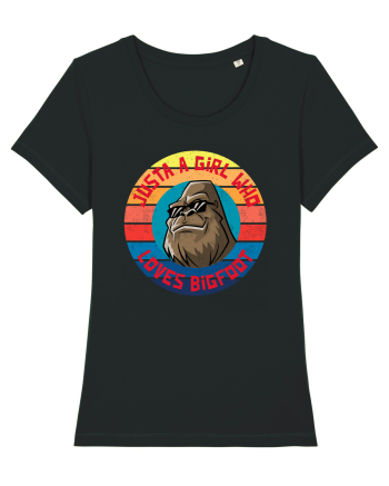 Retro Sunset Just A Girl Who Loves Bigfoot Black