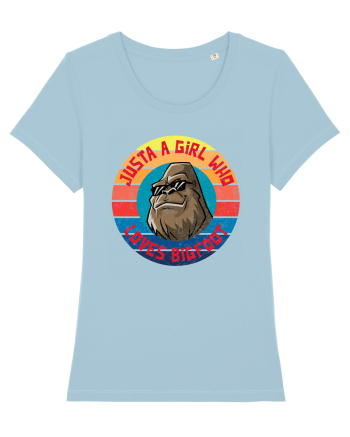 Retro Sunset Just A Girl Who Loves Bigfoot Sky Blue