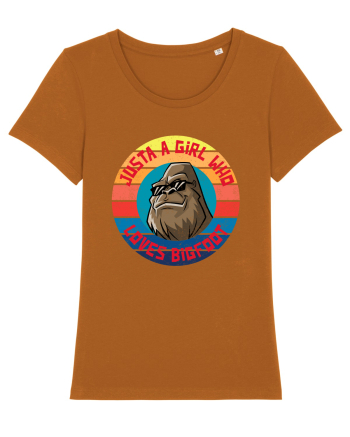 Retro Sunset Just A Girl Who Loves Bigfoot Roasted Orange