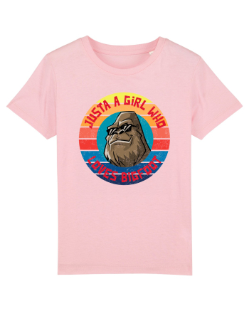 Retro Sunset Just A Girl Who Loves Bigfoot Cotton Pink