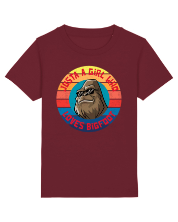Retro Sunset Just A Girl Who Loves Bigfoot Burgundy