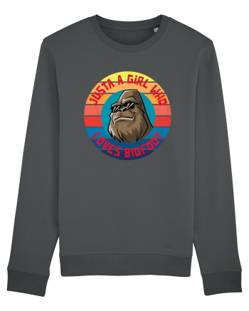 Retro Sunset Just A Girl Who Loves Bigfoot Anthracite