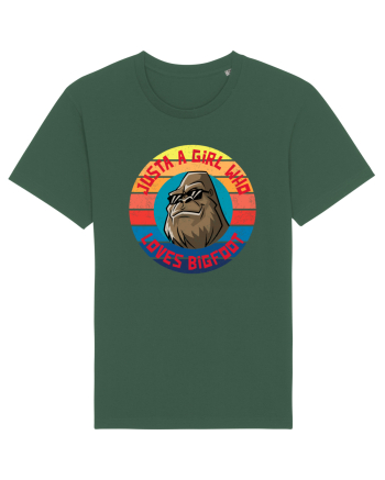 Retro Sunset Just A Girl Who Loves Bigfoot Bottle Green
