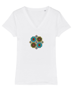 Motiv românesc - Decorativ 1 Tricou mânecă scurtă guler V Damă Evoker