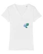 Motiv românesc - Albastrele 2. Tricou mânecă scurtă guler V Damă Evoker