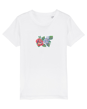 Motiv românesc - Trandafir si albăstrele 1 White