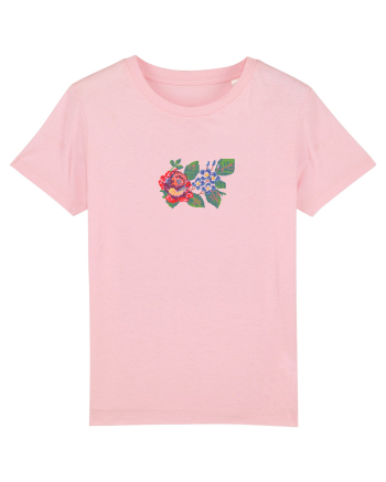 Motiv românesc - Trandafir si albăstrele 1 Cotton Pink