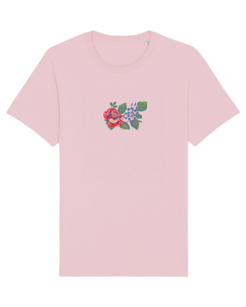 Motiv românesc - Trandafir si albăstrele 1 Cotton Pink