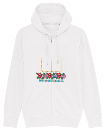 Motiv românesc - Flori la fereastră. White