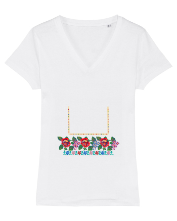 Motiv românesc - Flori la fereastră. White