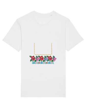 Motiv românesc - Flori la fereastră. White