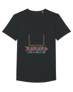 Motiv românesc - Flori la fereastră. Tricou mânecă scurtă guler larg Bărbat Skater