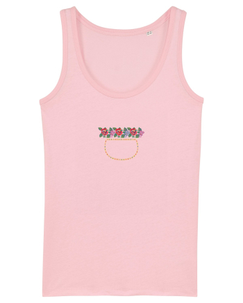 Motiv românesc - Vas cu flori. Cotton Pink