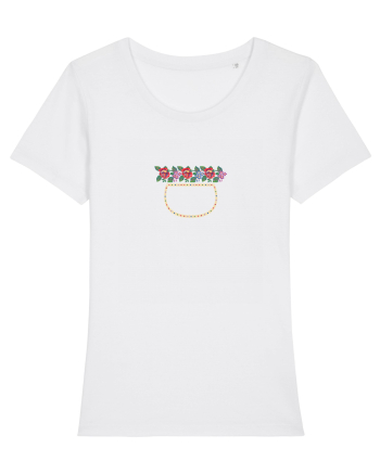 Motiv românesc - Vas cu flori. White