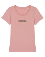Motiv românesc - Vas cu flori. Tricou mânecă scurtă guler larg fitted Damă Expresser