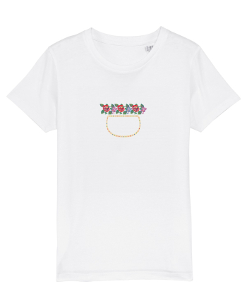 Motiv românesc - Vas cu flori. White