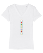 Motiv românesc - Decorativ 7. Tricou mânecă scurtă guler V Damă Evoker