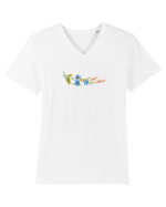 Motiv românesc - Albăstrele cu spice 1. Tricou mânecă scurtă guler V Bărbat Presenter