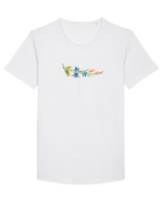 Motiv românesc - Albăstrele cu spice 1. Tricou mânecă scurtă guler larg Bărbat Skater