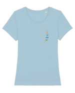 Motiv românesc - Albăstrele cu spice 2. Tricou mânecă scurtă guler larg fitted Damă Expresser