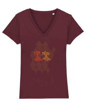 Motiv românesc - Cucuteni 5. Burgundy
