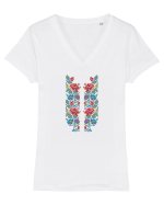 Motiv românesc - Decorativ 10. Tricou mânecă scurtă guler V Damă Evoker