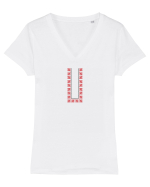 Motiv românesc - Decorativ 16. Tricou mânecă scurtă guler V Damă Evoker