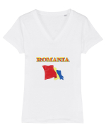 romanian flag Tricou mânecă scurtă guler V Damă Evoker