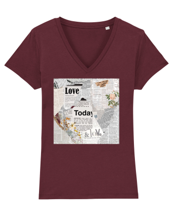 Newspaper pattern Burgundy