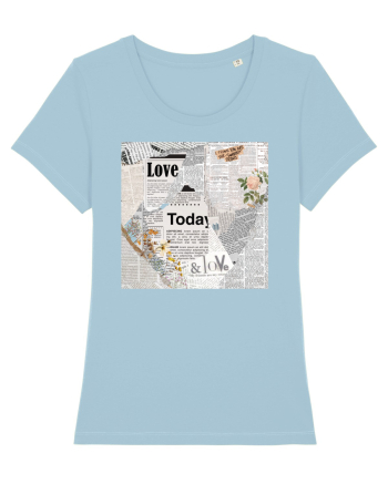 Newspaper pattern Sky Blue