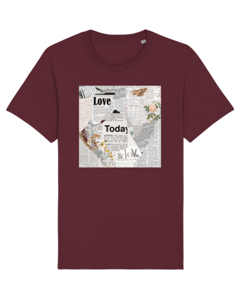 Newspaper pattern Burgundy