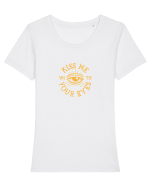 Kiss me with your eyes Tricou mânecă scurtă guler larg fitted Damă Expresser