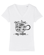 Spun prostii înainte de cafea Tricou mânecă scurtă guler V Damă Evoker