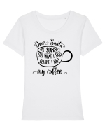 Spun prostii înainte de cafea Tricou mânecă scurtă guler larg fitted Damă Expresser