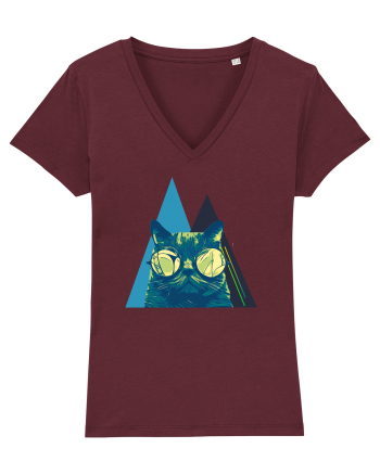 Cool Cat with glasses Burgundy