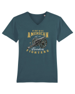 Vintage American Freedom Fighters Tricou mânecă scurtă guler V Bărbat Presenter