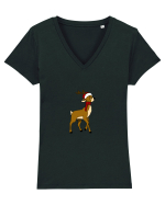 Cerb de Crăciun (ea)  Tricou mânecă scurtă guler V Damă Evoker