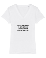 Single and ready Tricou mânecă scurtă guler V Damă Evoker