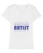 OVERLAID ARTIST Tricou mânecă scurtă guler V Damă Evoker