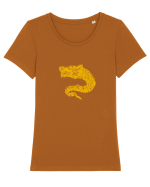 Simboluri dacice - Lupul 16. Tricou mânecă scurtă guler larg fitted Damă Expresser