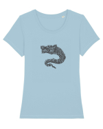 Simboluri dacice - Lupul 17. Tricou mânecă scurtă guler larg fitted Damă Expresser