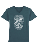 Citat Soarta alb Tricou mânecă scurtă guler V Bărbat Presenter