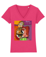 Doodle Chair Tricou mânecă scurtă guler V Damă Evoker