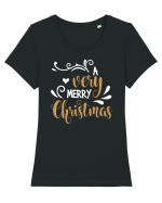 Mesaj de Crăciun Tricou mânecă scurtă guler larg fitted Damă Expresser