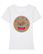 Merry Christmas Sleight Tricou mânecă scurtă guler larg fitted Damă Expresser